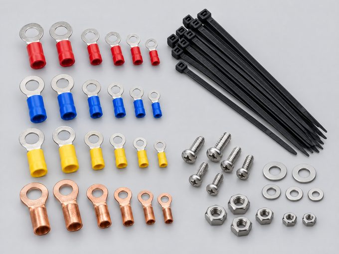 Terminal lugs, cable ties and hardware